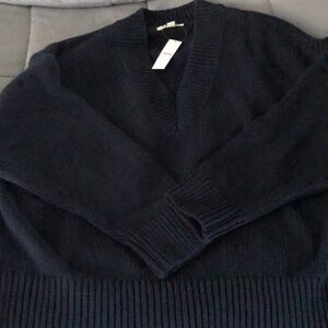 J Crew Relaxed V Neck Sweater Navy Size L